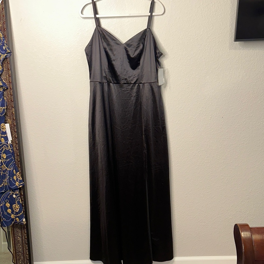 City Studio Elegant Black‎ Satin Maxi Dress